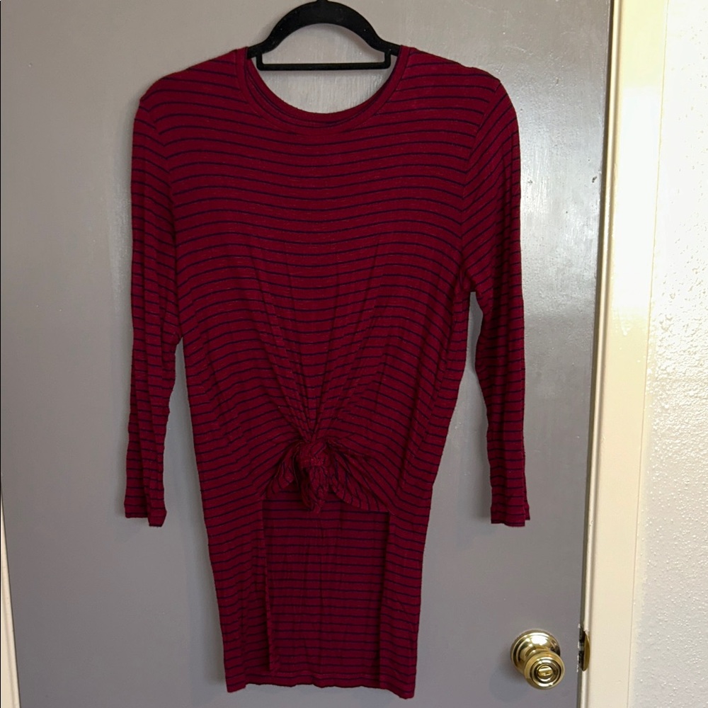 Old Navy Luxe Red and Navy Striped Top